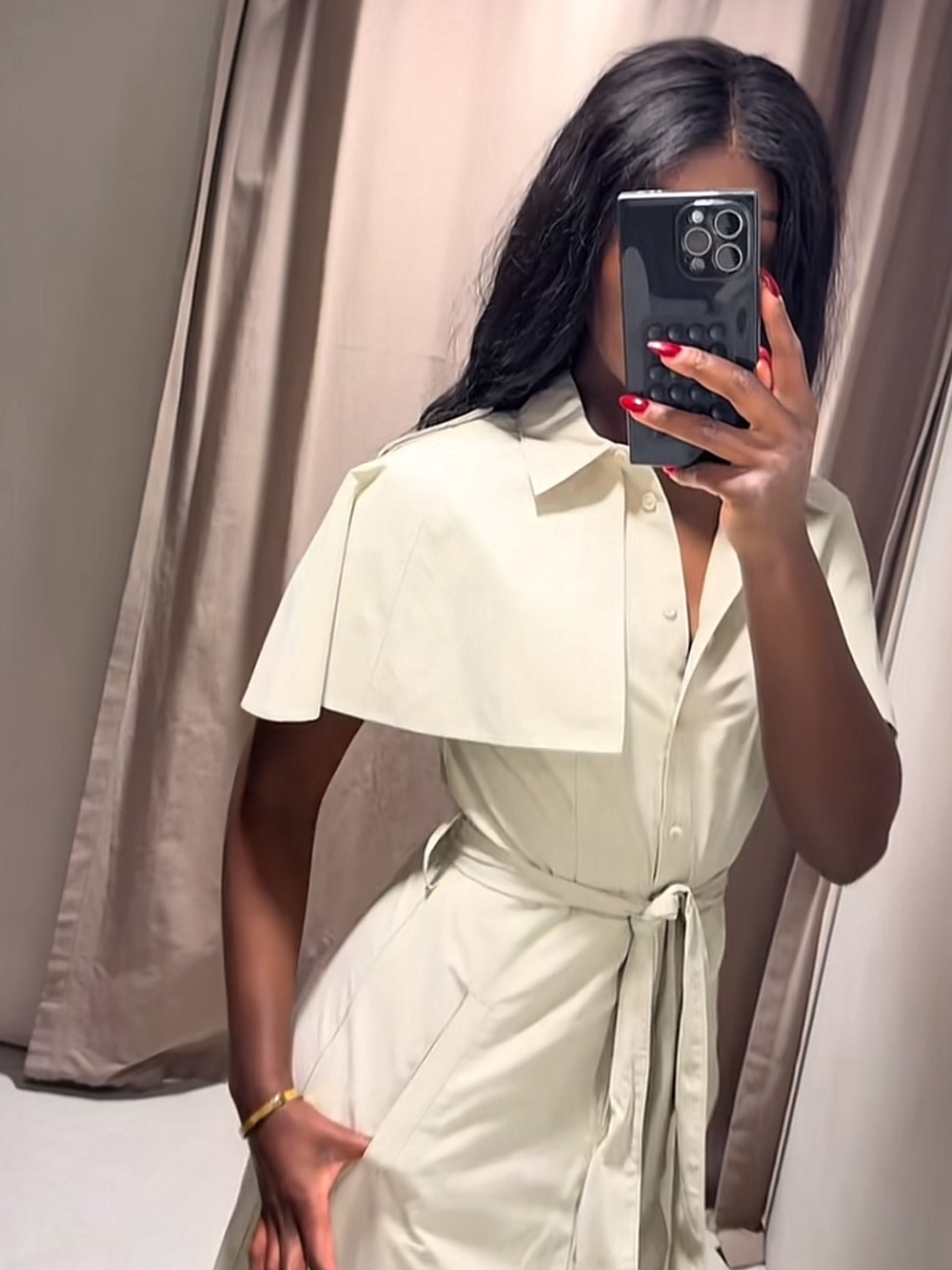 ZARA ZW COLLECTION CAPE SHIRT DRESS - Picture 11 of 16